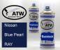 Preview: Nissan, Blue Pearl, RAY: 400ml Sprühdose + 400ml Klarlack - Set, von ATW Autoteile West.